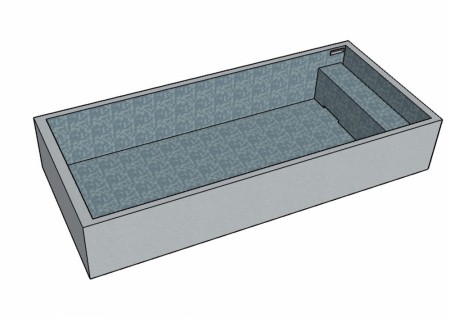 Fliselagt basseng 500x250x120cm UTEN TRAPP